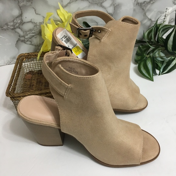 LovMark Taupe Suede Peep-Toe Ankle Booties… - Picture 1 of 8